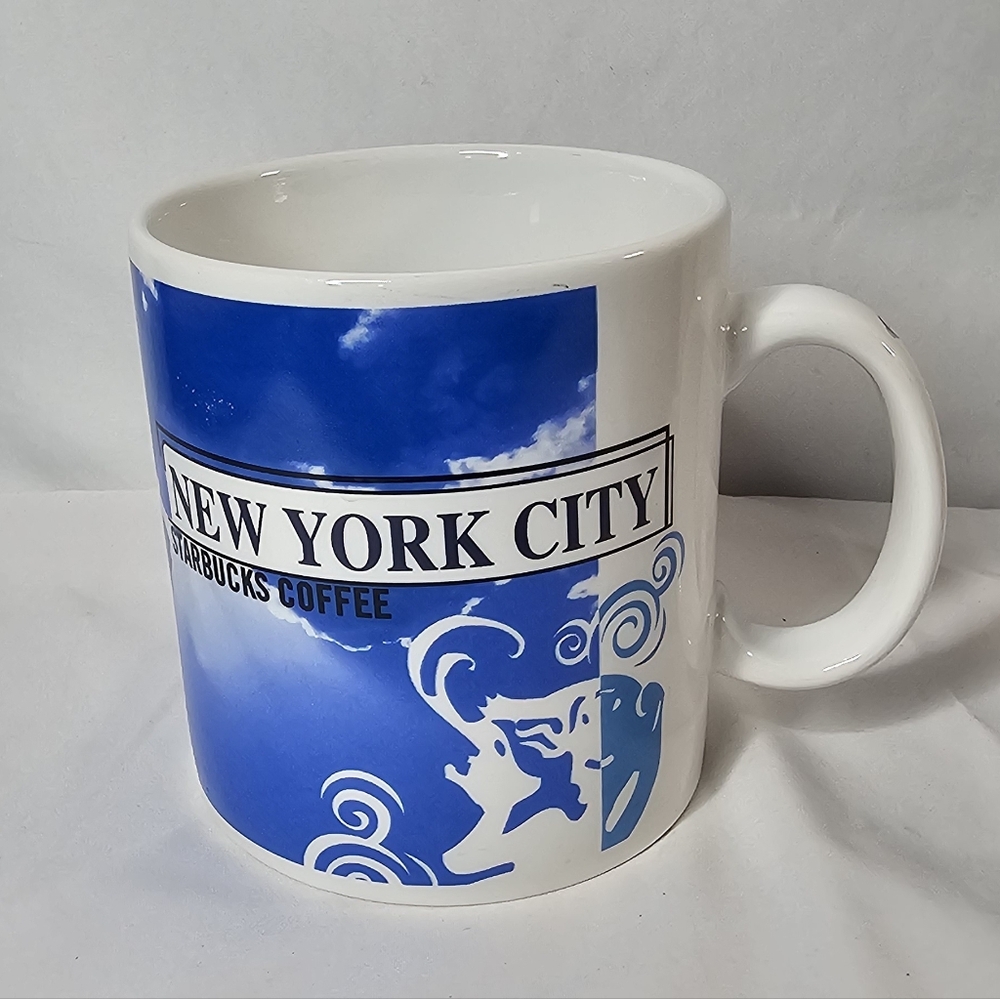 Vtg Starbucks 1999 New York City 20oz Coffee Mug Blue White
